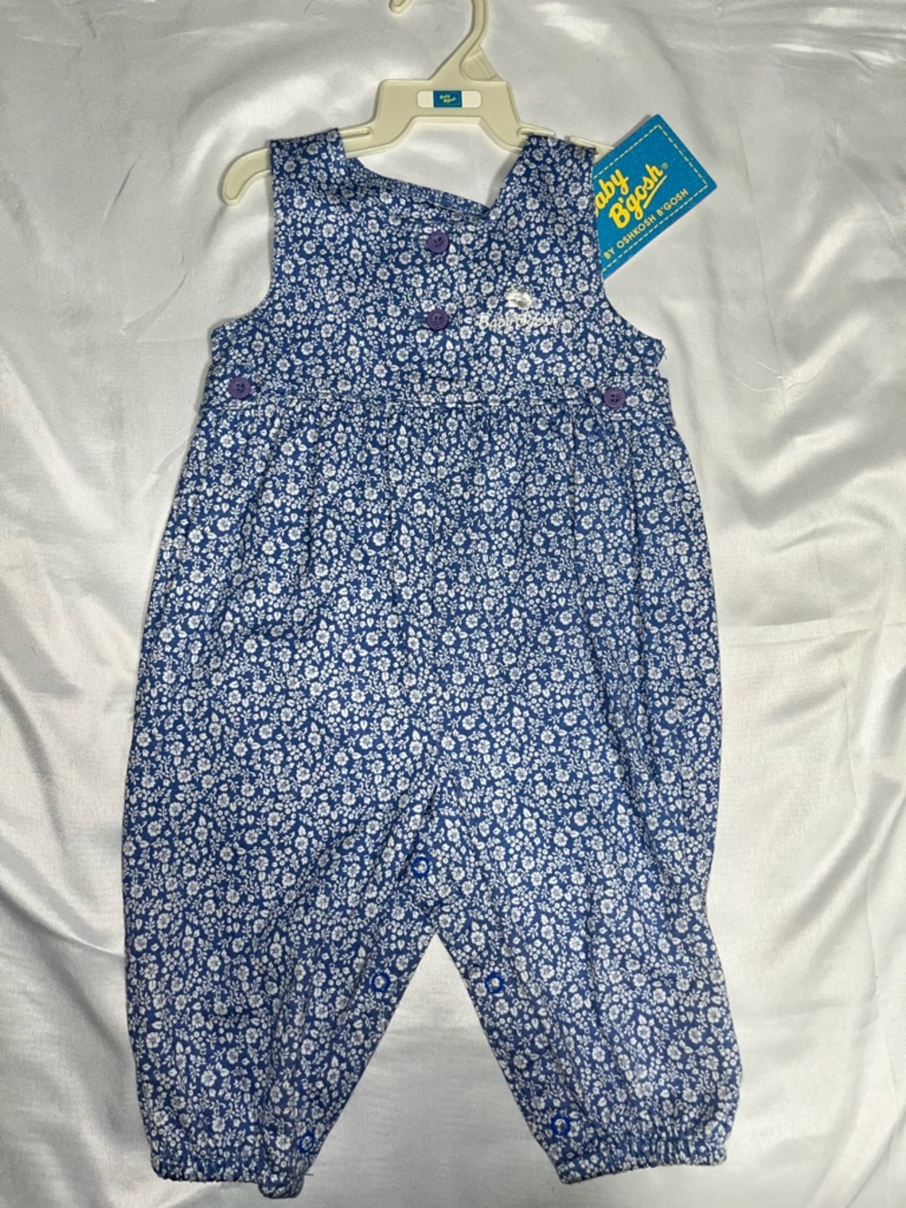 Vintage Oshkosh Baby B’gosh Floral Romper 6-9M Blue NWT Sleeveless